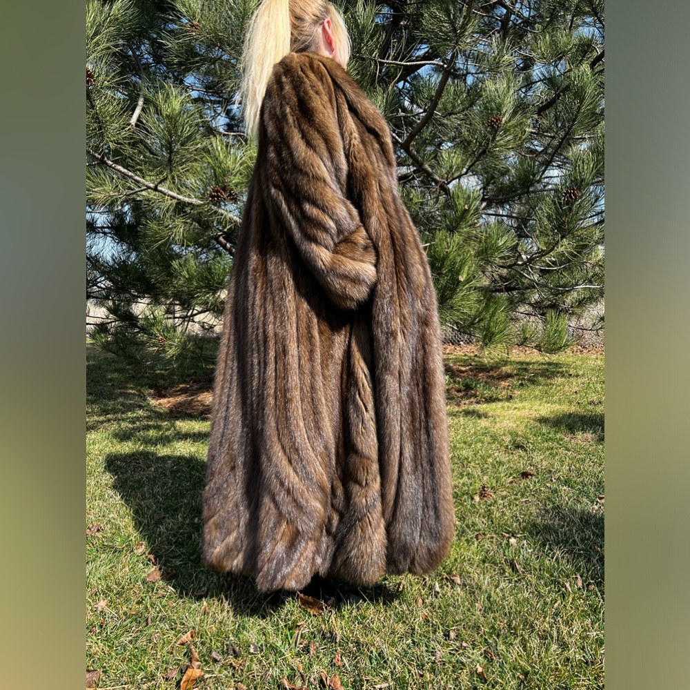 Designer Silver Tipped Natural Barguzin Russian Sable Directional Swing Coat
